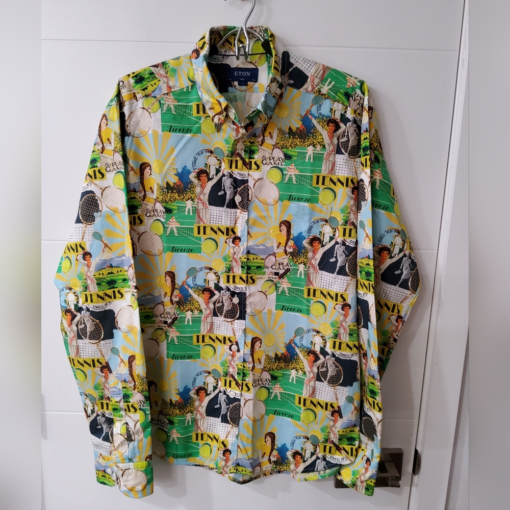 Eton Rare Special Edition Tennis Shirt Size L/16,5